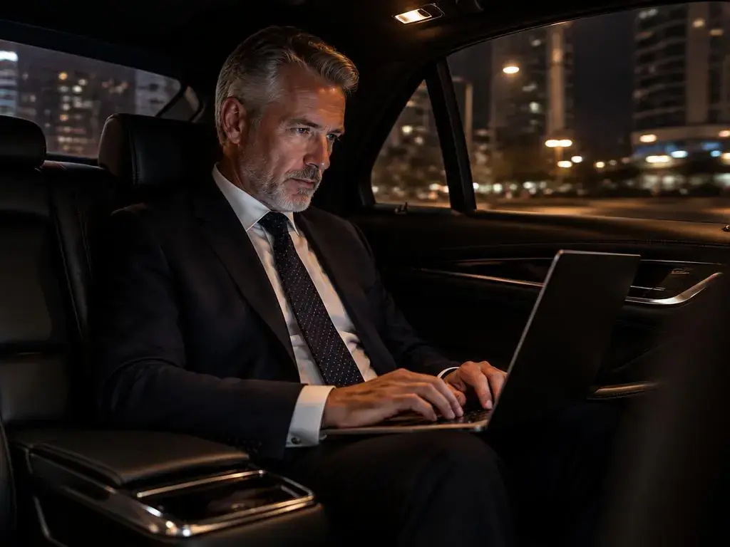 Guest arriving at a luxury hotel by chauffeur car