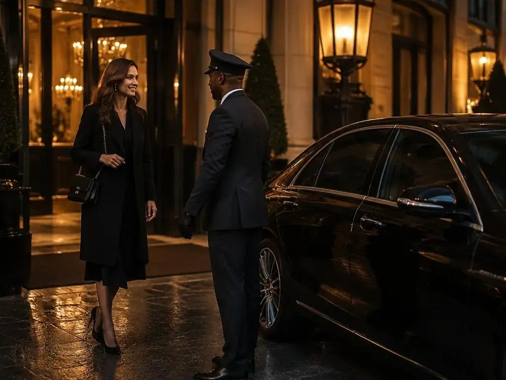 Guests arriving at an event by chauffeur car