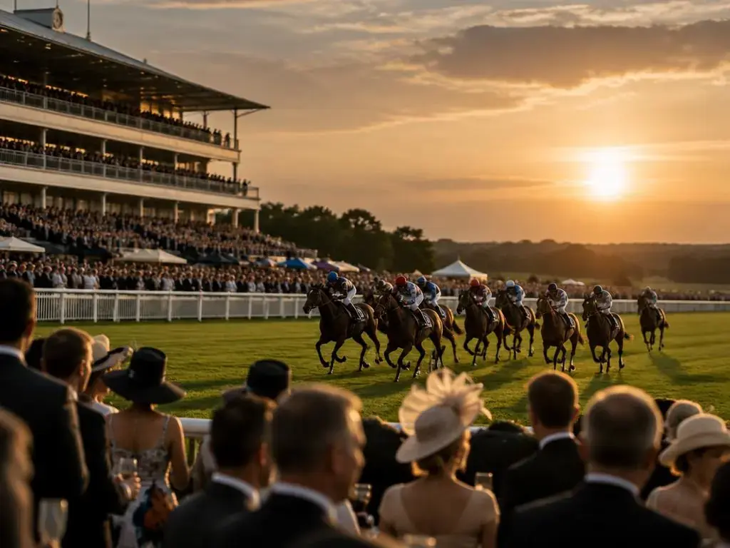 Guests arriving by chauffeur car at a racecourse