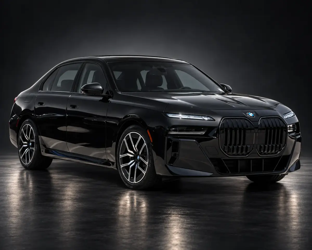 Black BMW 7 Series executive saloon