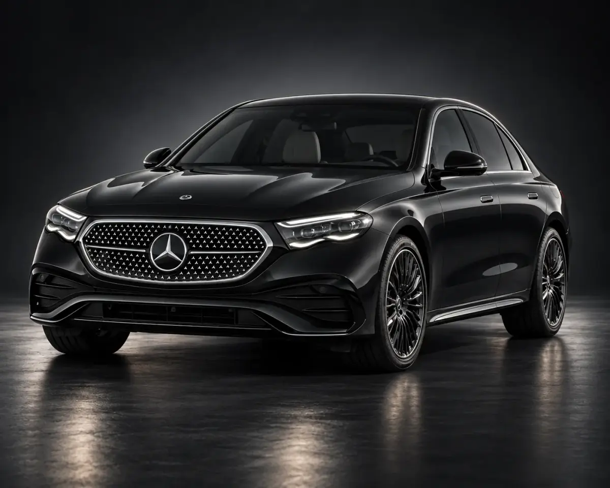 Black Mercedes E-Class business saloon